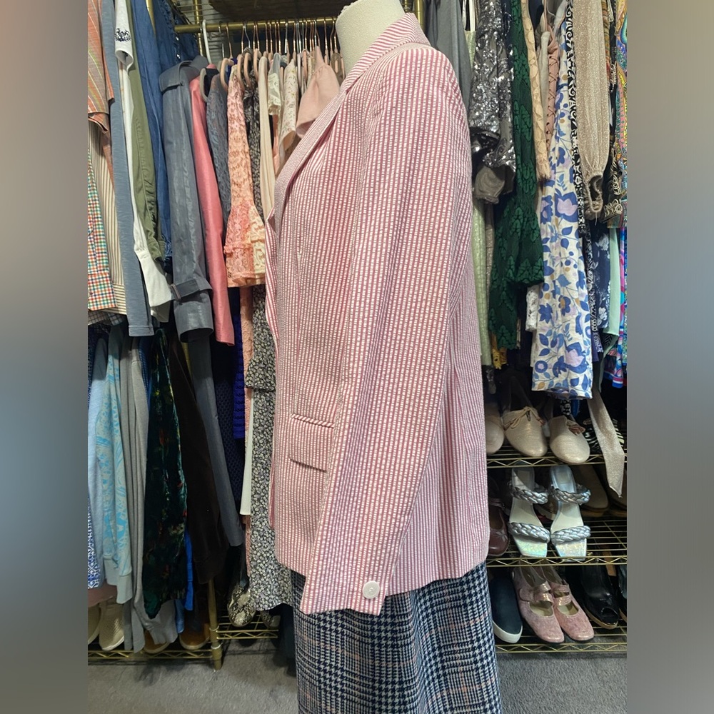 Talbot Pink and White Pi Striped Blazer 90s Boyfriend style Blazer - Picture 3 of 8